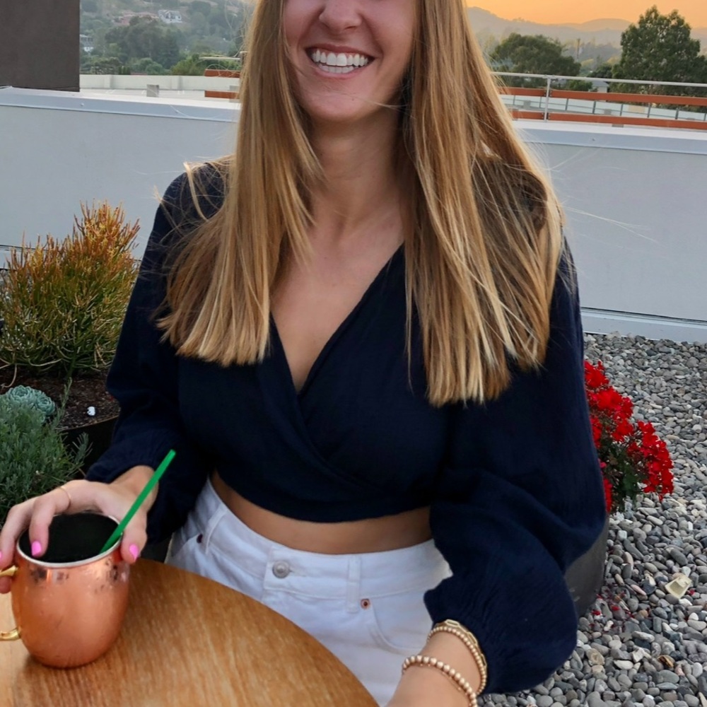 Audrey 3+1 Navy Blue Linen Top